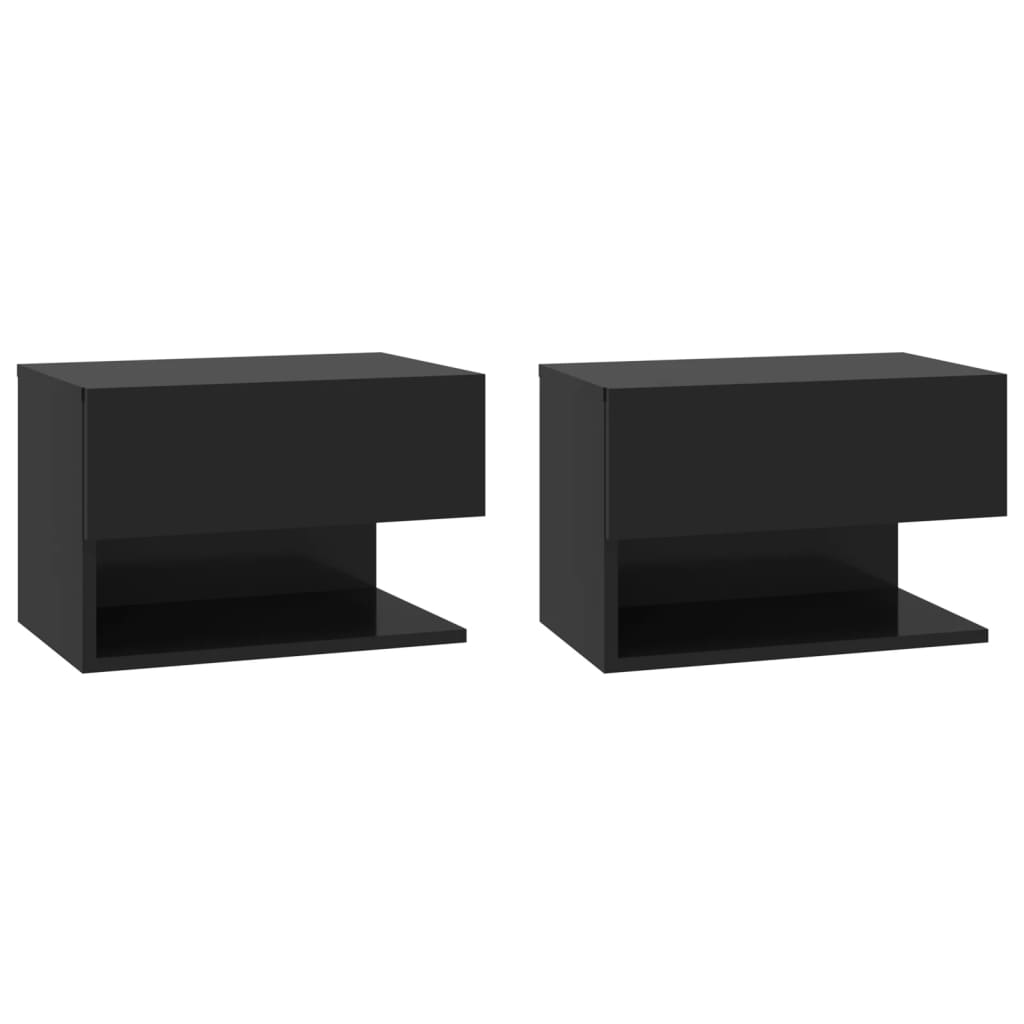 Affordable quality wall-mounted bedside cabinets 2 pcs black for space-saving solution, keeping your floor area clean with multifunctional design.