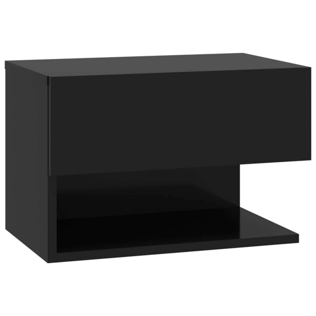 Black wall-mounted bedside cabinet offering affordable quality and value, perfect for saving space and keeping the floor clean.