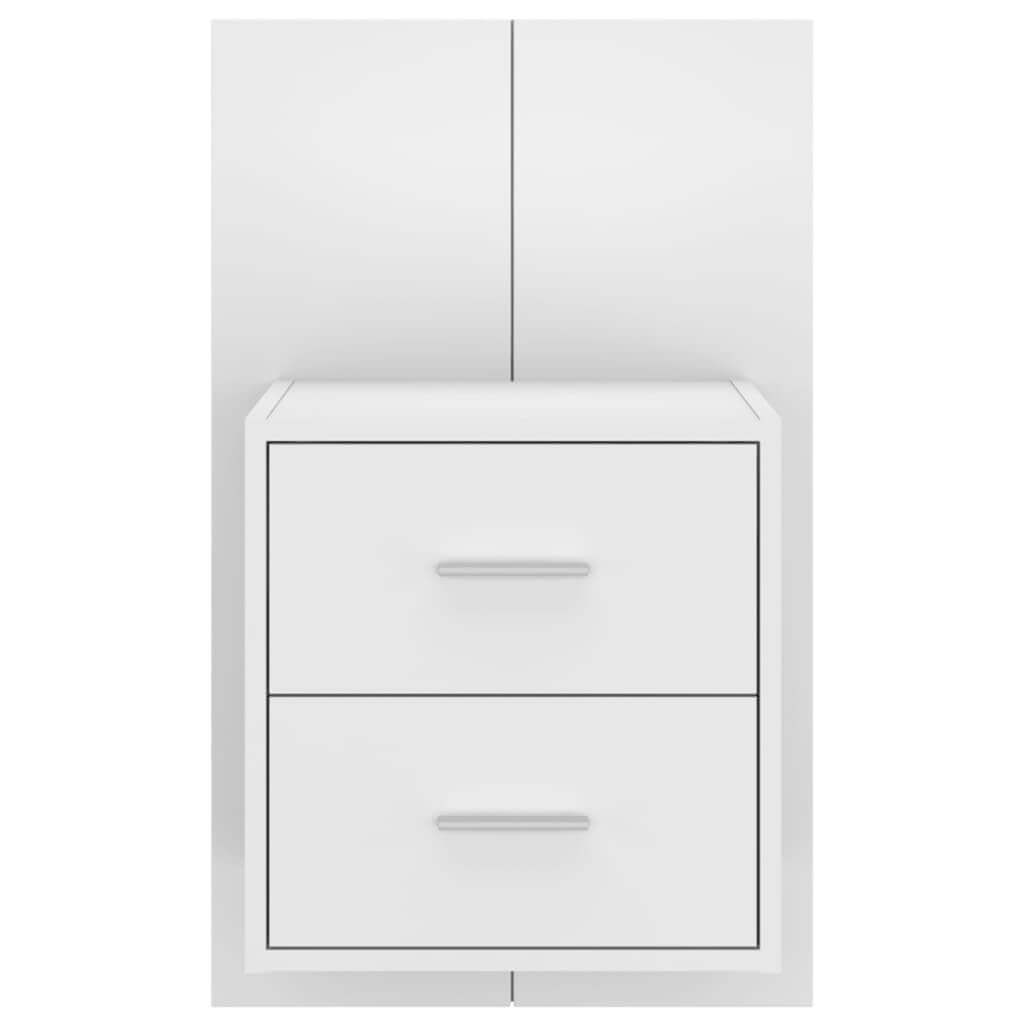 High Gloss White Wall-mounted Bedside Cabinet with Two Drawers - Affordable, Quality, and Value for Maximizing Space