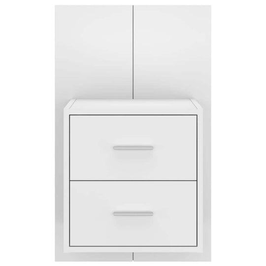 High Gloss White Wall-mounted Bedside Cabinet with Two Drawers - Affordable, Quality, and Value for Maximizing Space