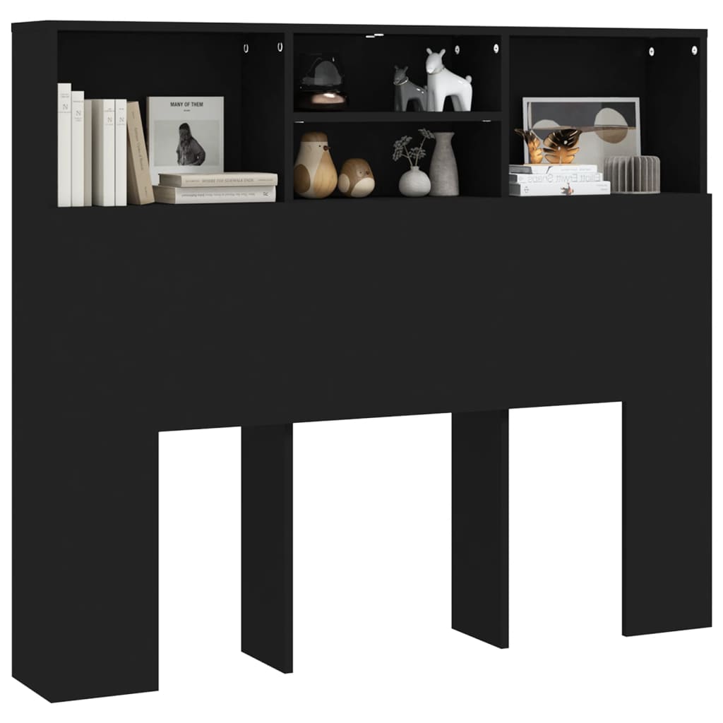 Headboard Cabinet Black 120 cm