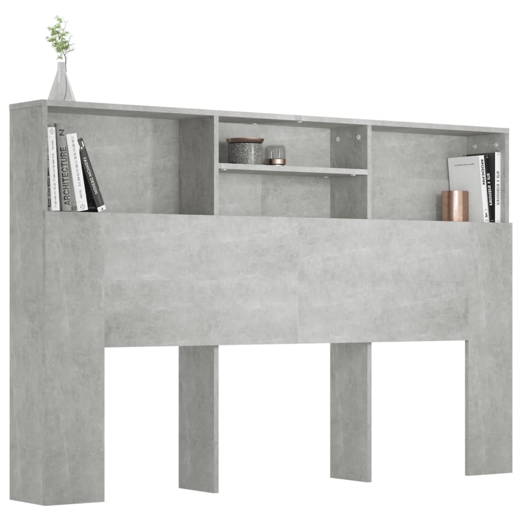 Headboard Cabinet Concrete Grey 160x19x103.5 cm