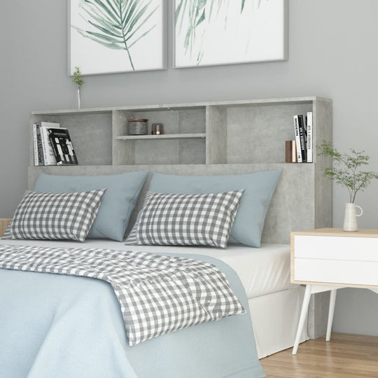 Headboard Cabinet Concrete Grey 160x19x103.5 cm