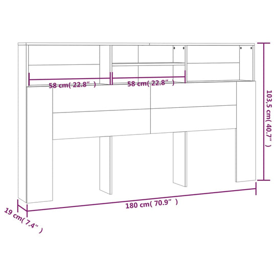 Headboard Cabinet White 180 cm