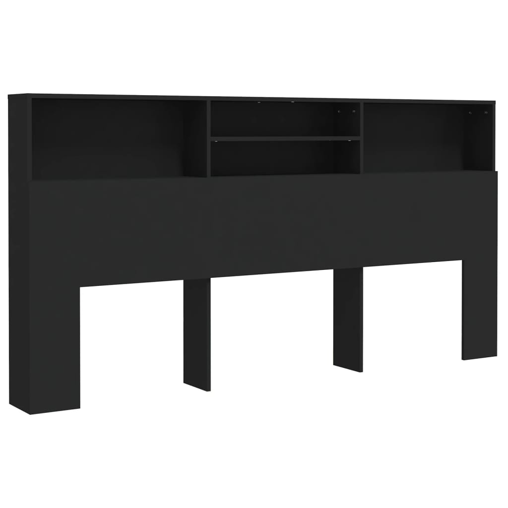 Headboard Cabinet Black 200 cm