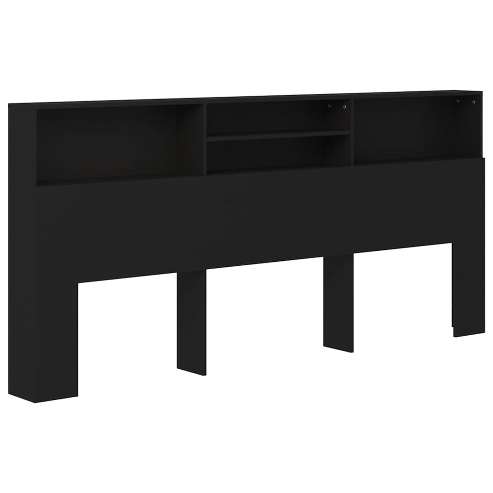 Headboard Cabinet Black 220 cm