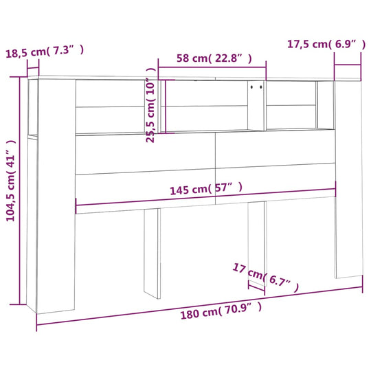 Headboard Cabinet White 180 cm