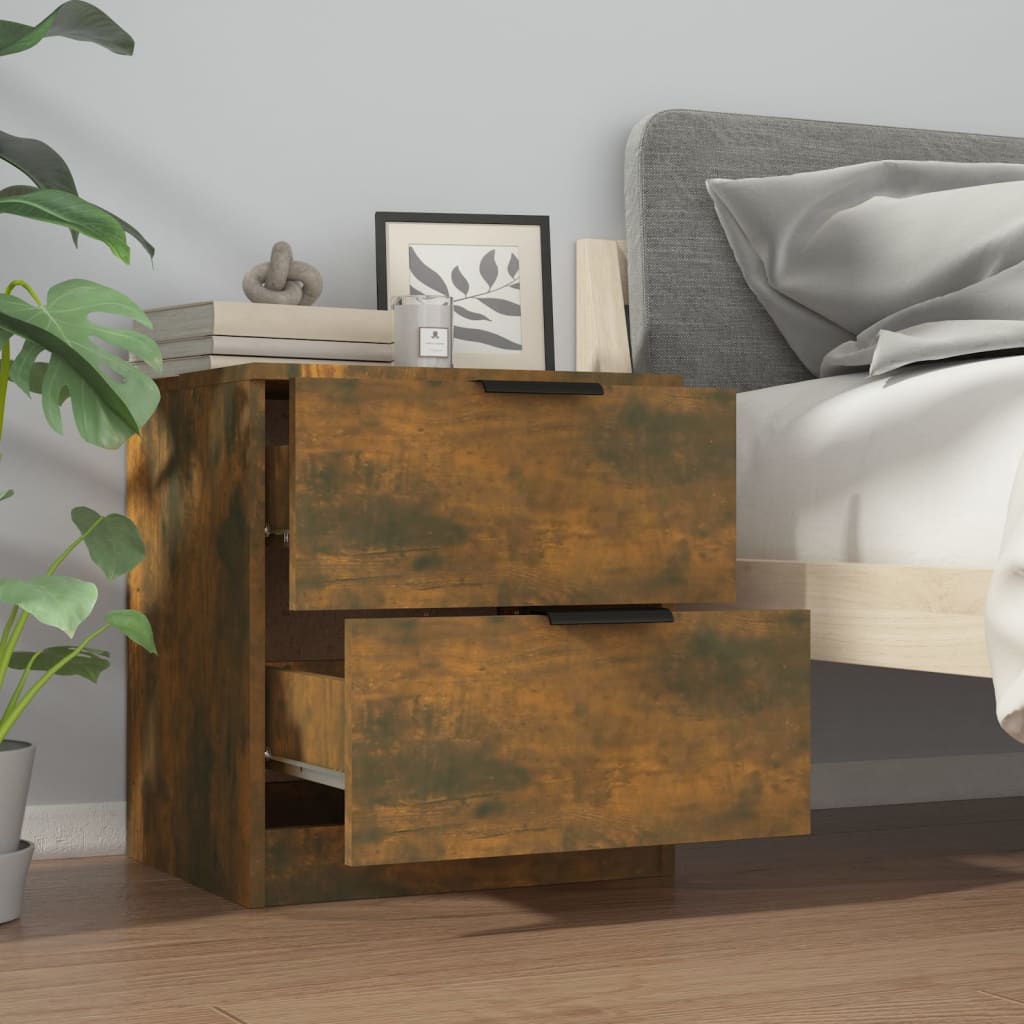 Bedside Cabinets 2 pcs Smoked Oak Engineered Wood