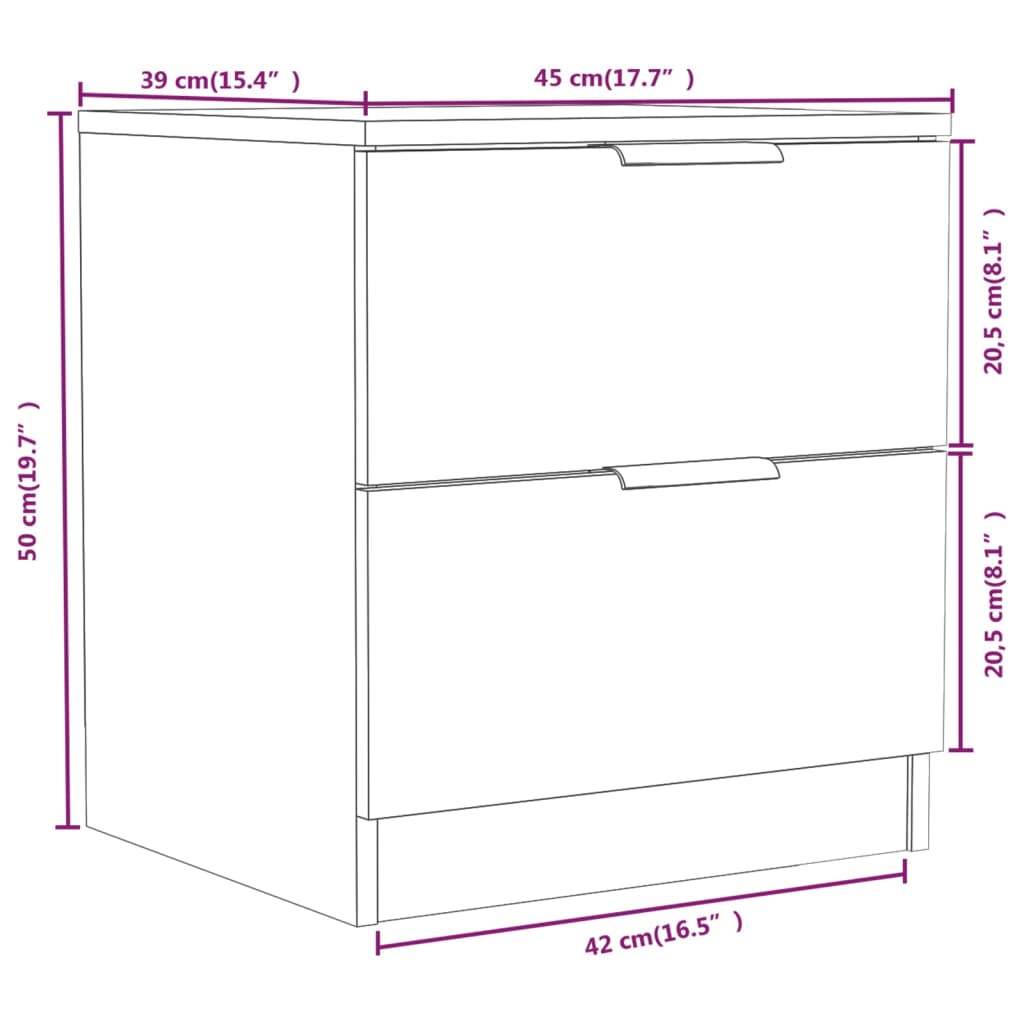 Bedside Cabinets 2 pcs Smoked Oak Engineered Wood