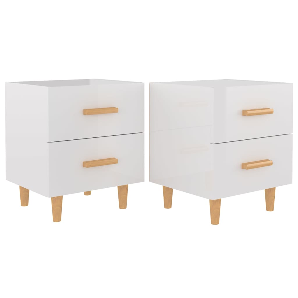 Bed Cabinets 2 pcs High Gloss White 40x35x47.5 cm