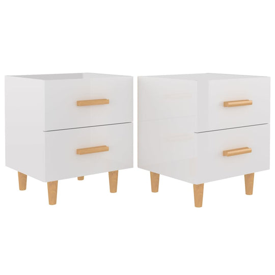 Bed Cabinets 2 pcs High Gloss White 40x35x47.5 cm