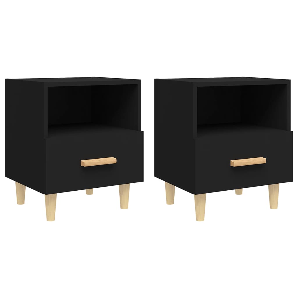 Bedside Cabinets 2 pcs Black 40x35x47 cm