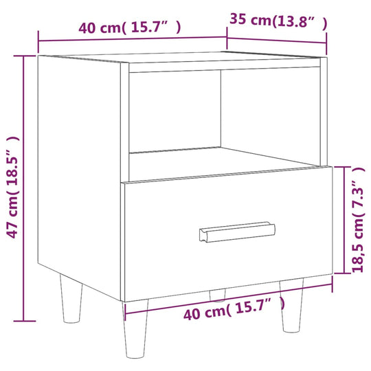 Bedside Cabinets 2 pcs High Gloss White 40x35x47 cm