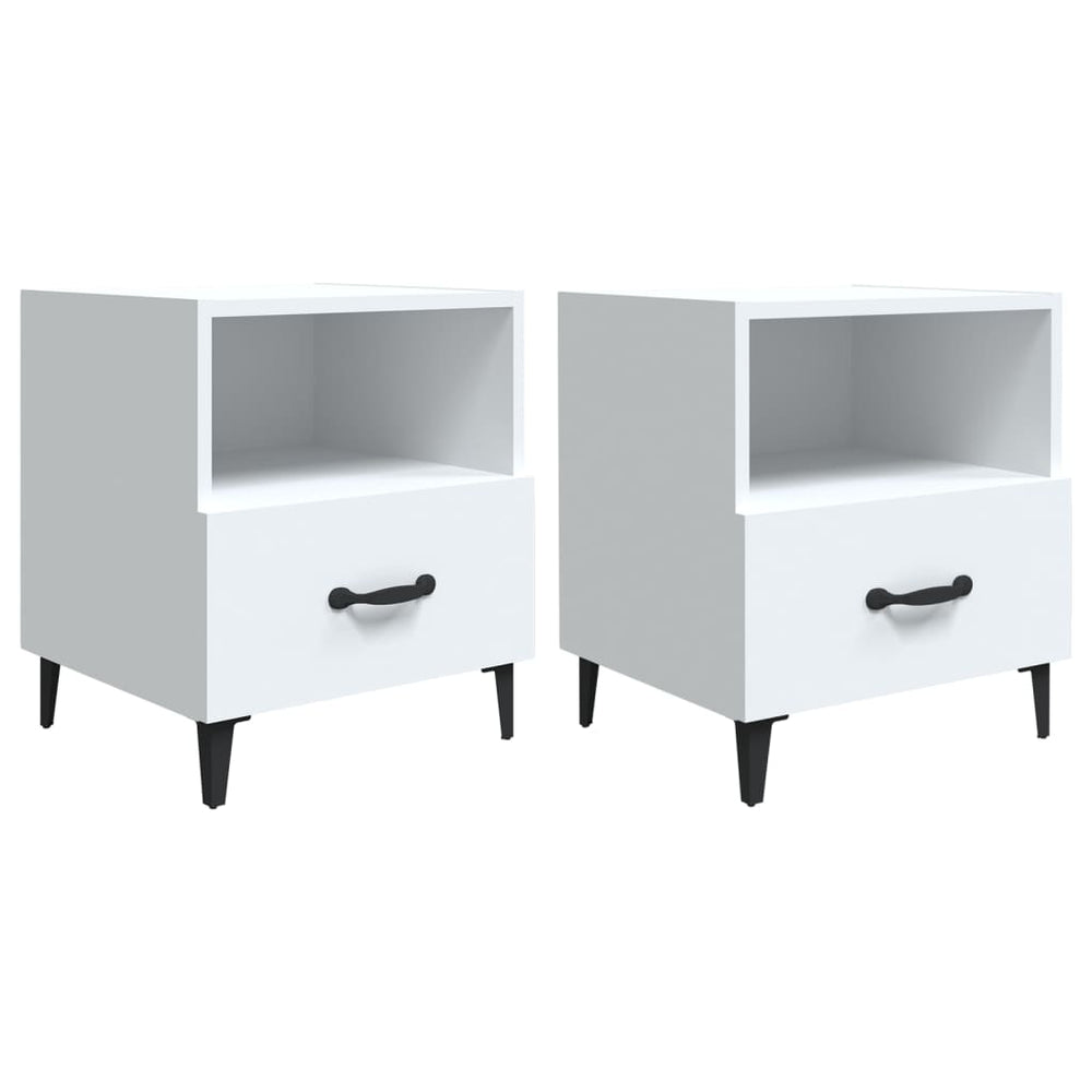 Bedside Cabinets 2 pcs White Engineered Wood