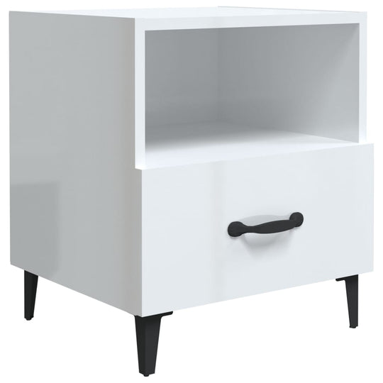 Bedside Cabinets 2 pcs High Gloss White Engineered Wood