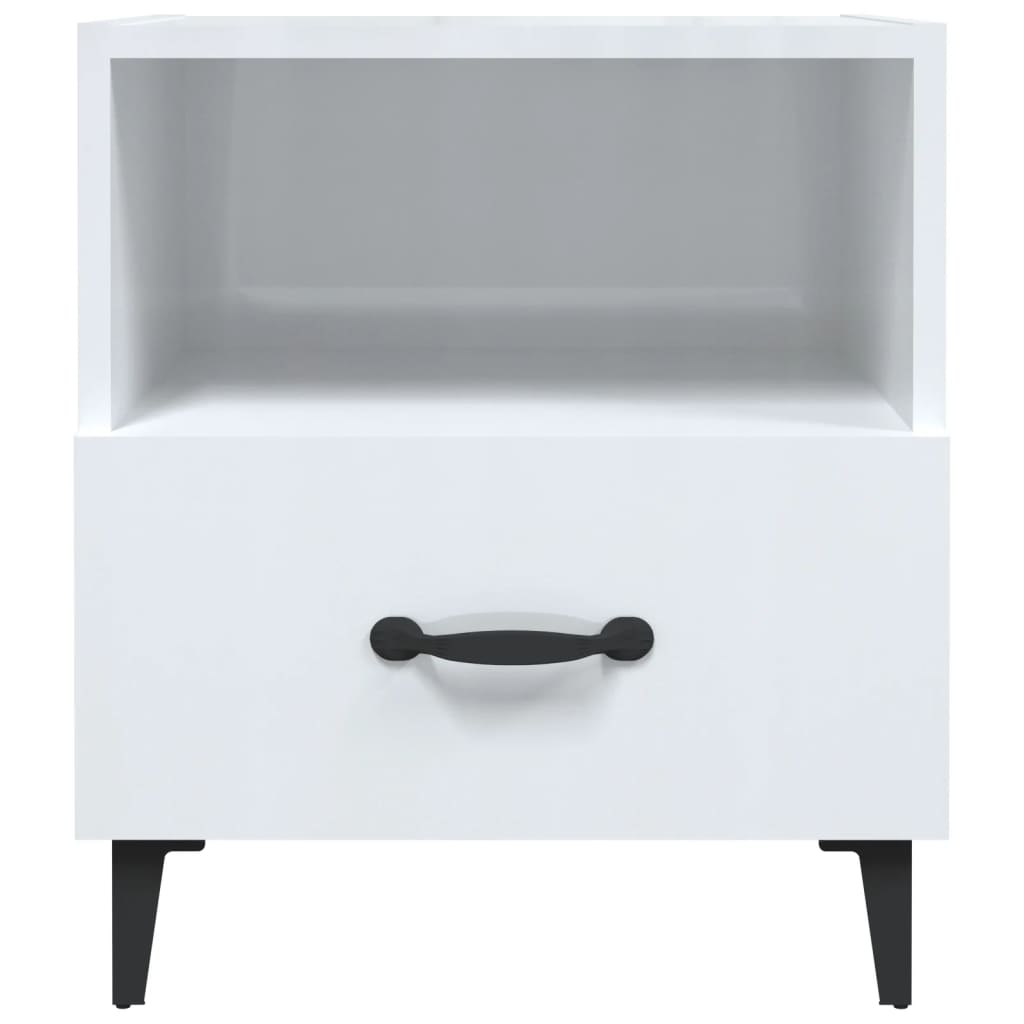 Bedside Cabinets 2 pcs High Gloss White Engineered Wood