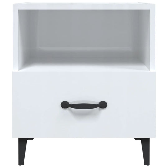 Bedside Cabinets 2 pcs High Gloss White Engineered Wood