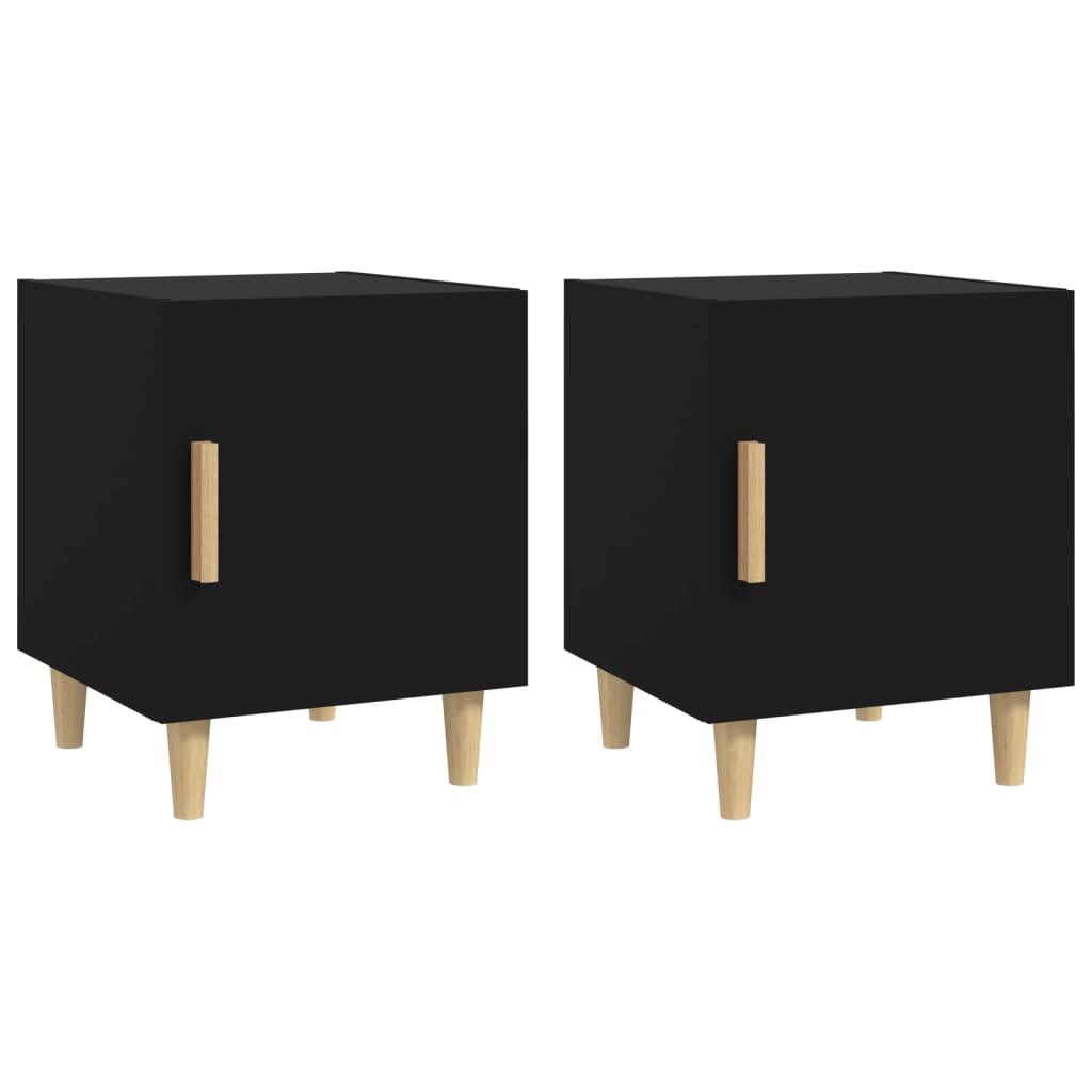 Bedside Cabinets 2 pcs Black Engineered Wood