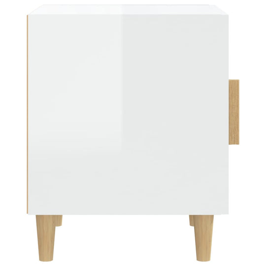 Bedside Cabinets 2 pcs High Gloss White Engineered Wood