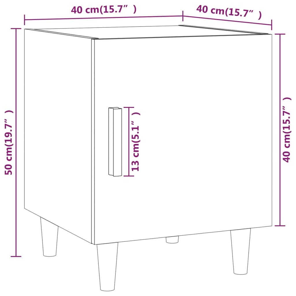 Bedside Cabinets 2 pcs High Gloss White Engineered Wood