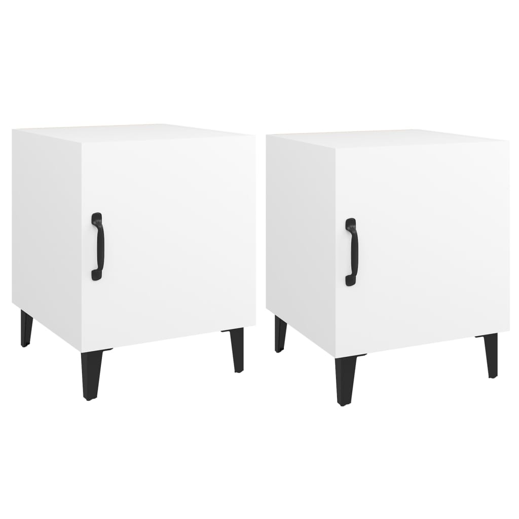 Bedside Cabinets 2 pcs White Engineered Wood