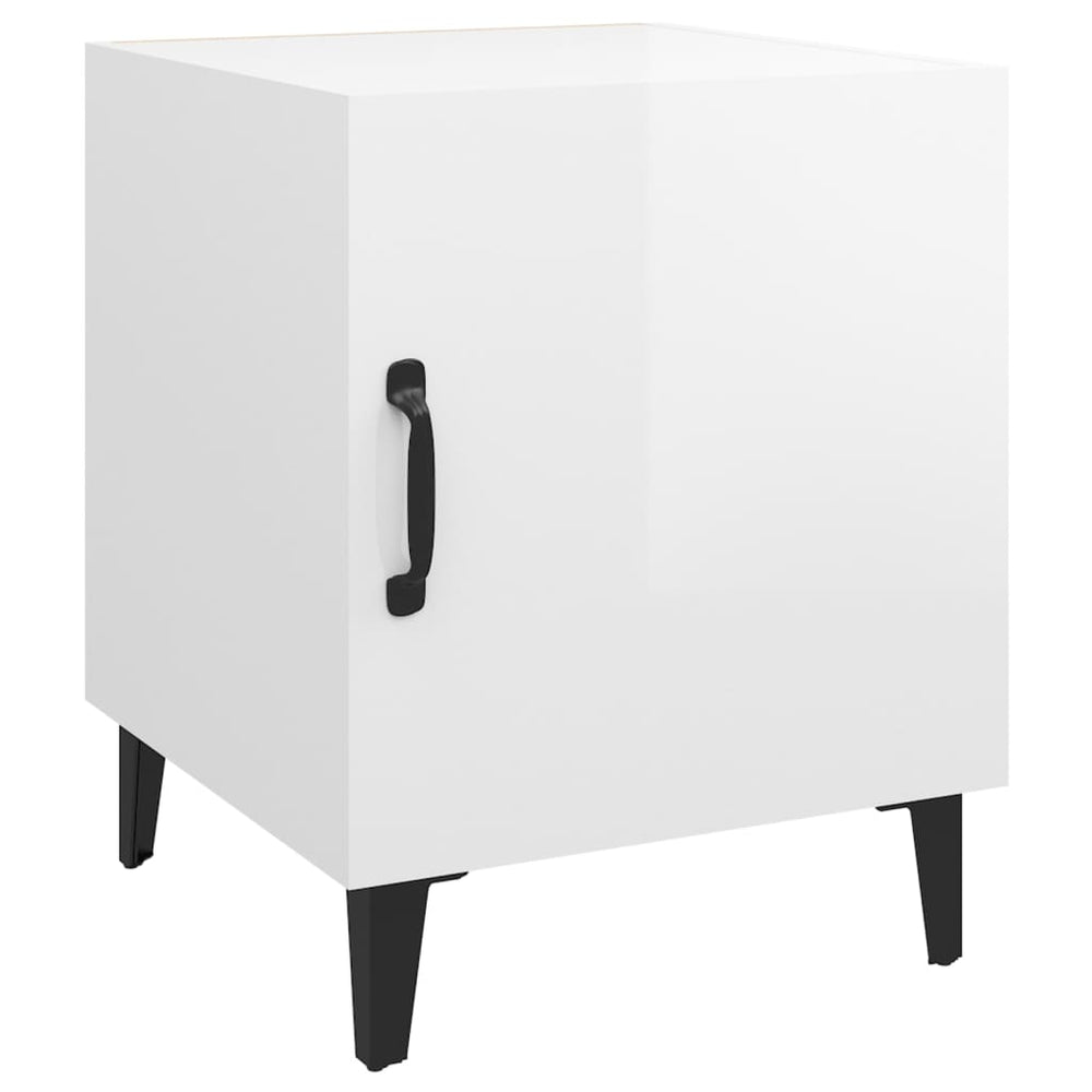 Bedside Cabinet High Gloss White Engineered Wood