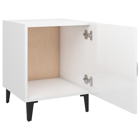 Bedside Cabinets 2 pcs High Gloss White Engineered Wood