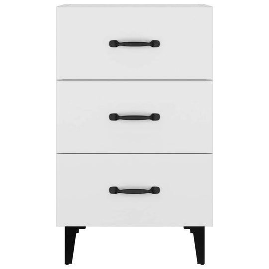 Affordable white bedside cabinet with 3 drawers, 40x40x66 cm in size, crafted from quality engineered wood, offering ample storage space.