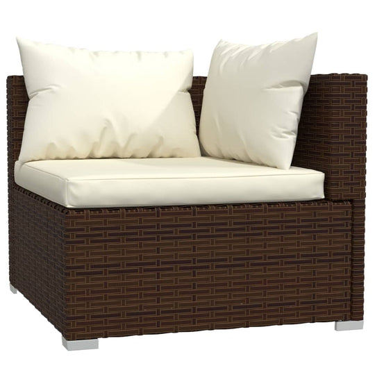 10 Piece Garden Lounge Set with Cushions Poly Rattan Brown