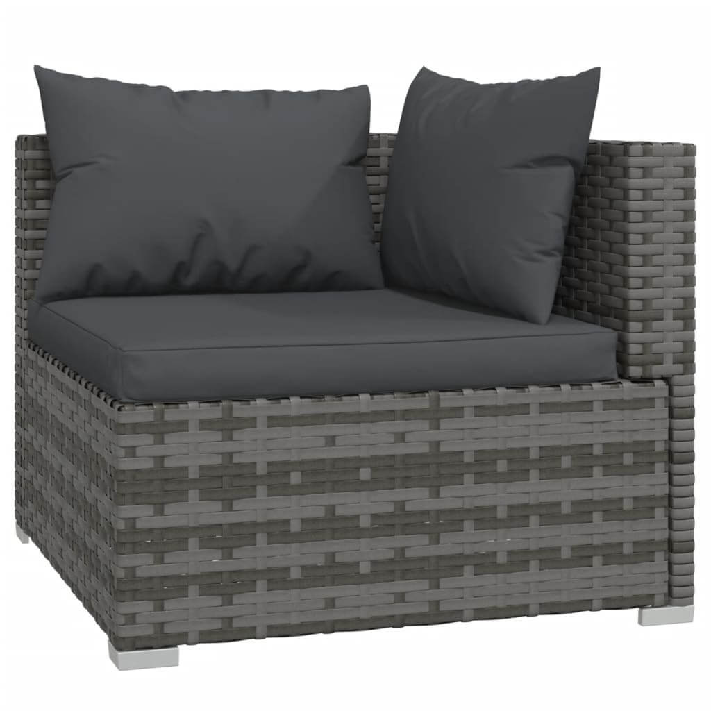 11 Piece Garden Lounge Set with Cushions Poly Rattan Grey