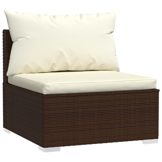 10 Piece Garden Lounge Set with Cushions Brown Poly Rattan