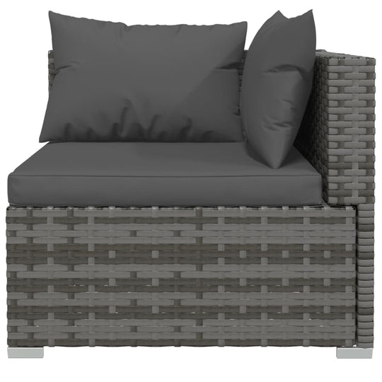 10 Piece Garden Lounge Set with Cushions Grey Poly Rattan