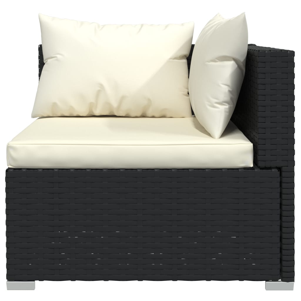 10 Piece Garden Lounge Set with Cushions Black Poly Rattan