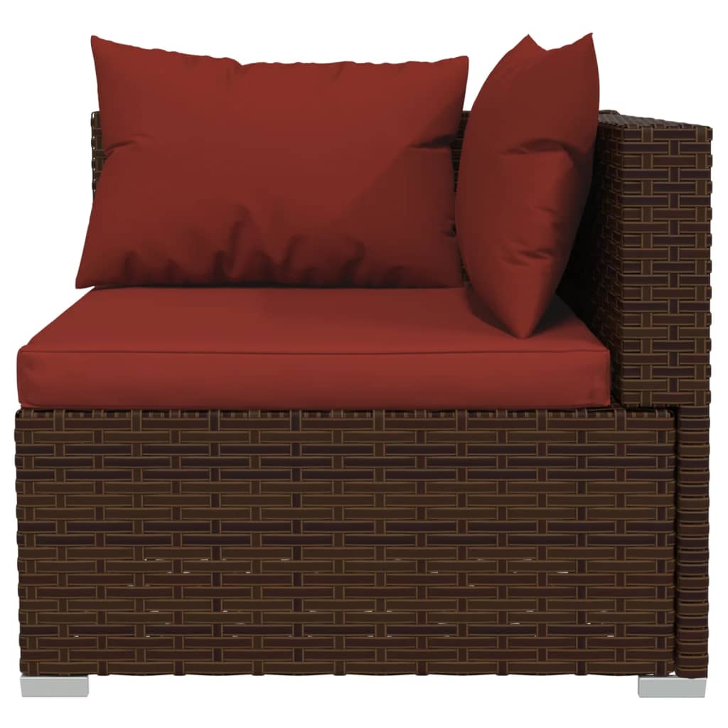 10 Piece Garden Lounge Set with Cushions Brown Poly Rattan