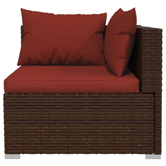 10 Piece Garden Lounge Set with Cushions Brown Poly Rattan