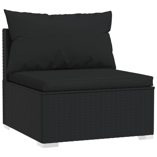 10 Piece Garden Lounge Set with Cushions Black Poly Rattan