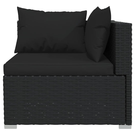 10 Piece Garden Lounge Set with Cushions Black Poly Rattan