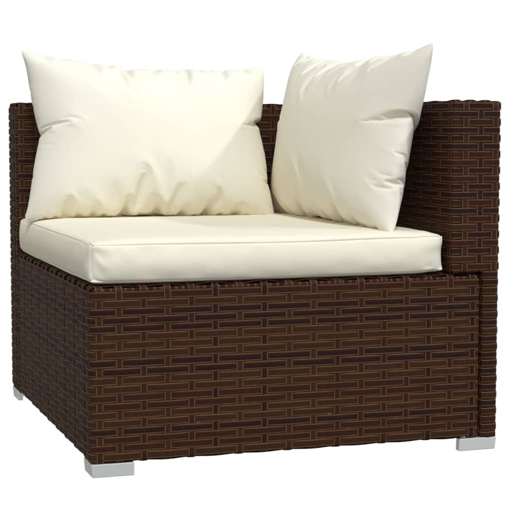 10 Piece Garden Lounge Set with Cushions Brown Poly Rattan