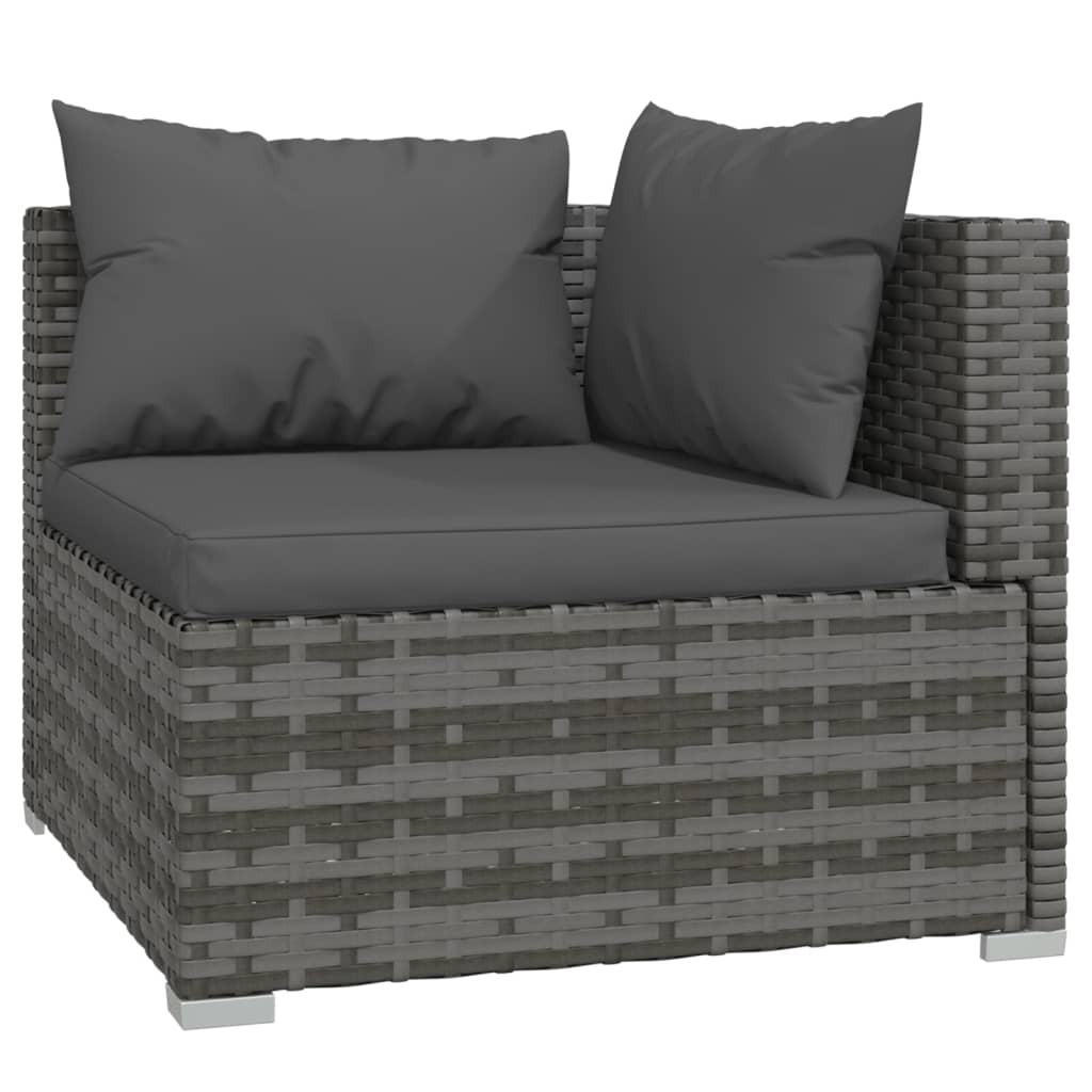 11 Piece Garden Lounge Set with Cushions Grey Poly Rattan