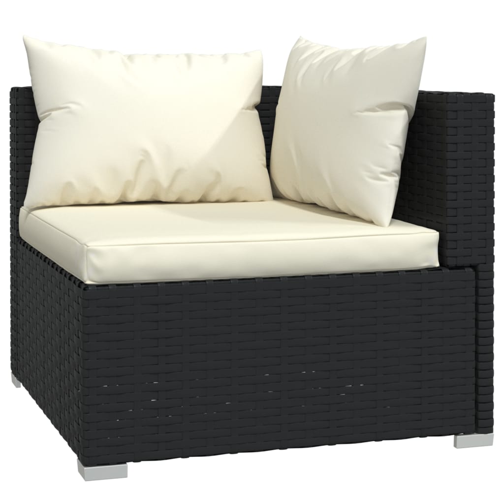 11 Piece Garden Lounge Set with Cushions Black Poly Rattan