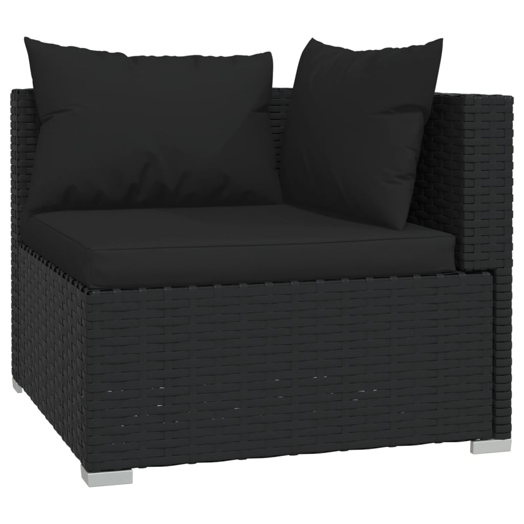 12 Piece Garden Lounge Set with Cushions Black Poly Rattan