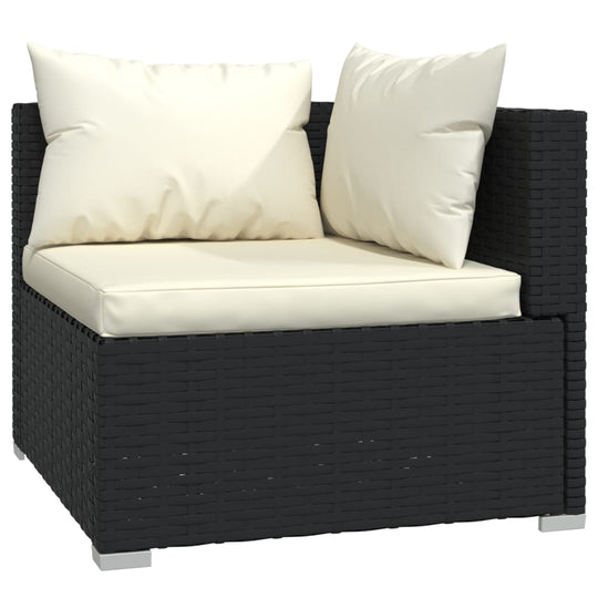 12 Piece Garden Lounge Set with Cushions Black Poly Rattan