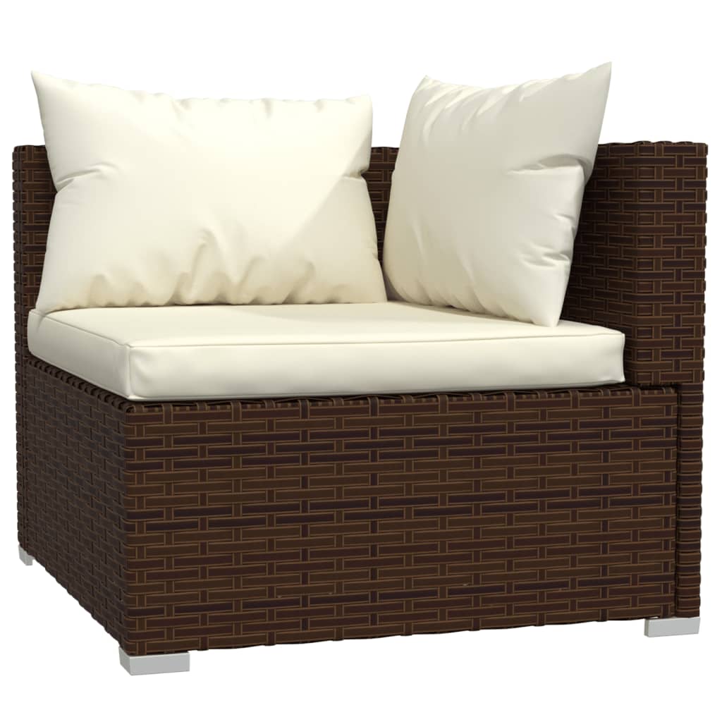 11 Piece Garden Lounge Set with Cushions Poly Rattan Brown