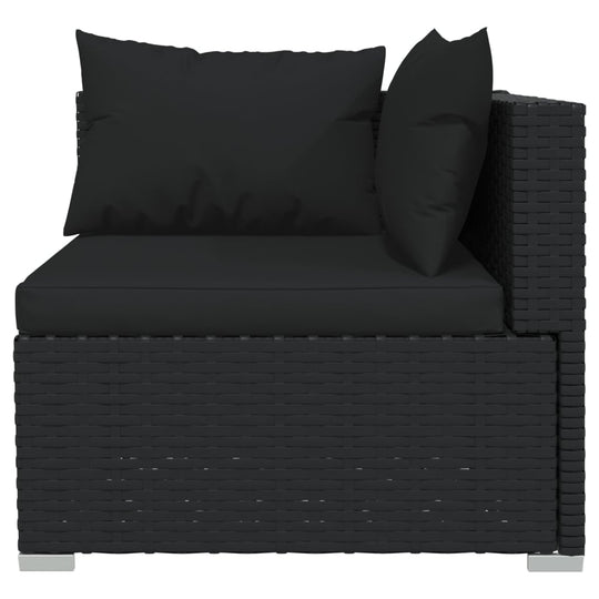 11 Piece Garden Lounge Set with Cushions Poly Rattan Black