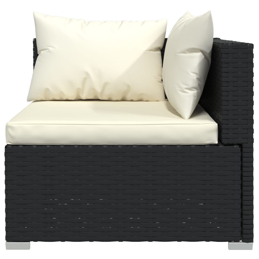 12 Piece Garden Lounge Set with Cushions Poly Rattan Black