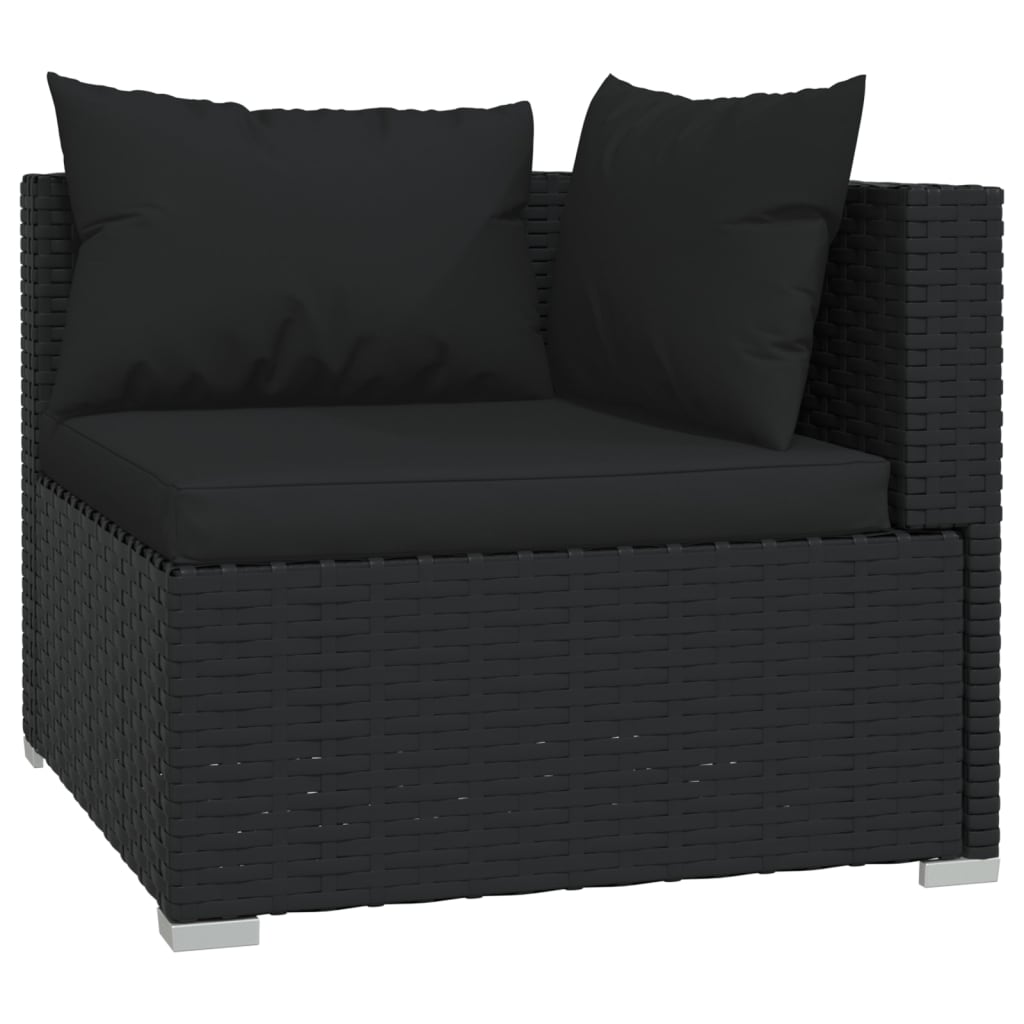 12 Piece Garden Lounge Set with Cushions Poly Rattan Black