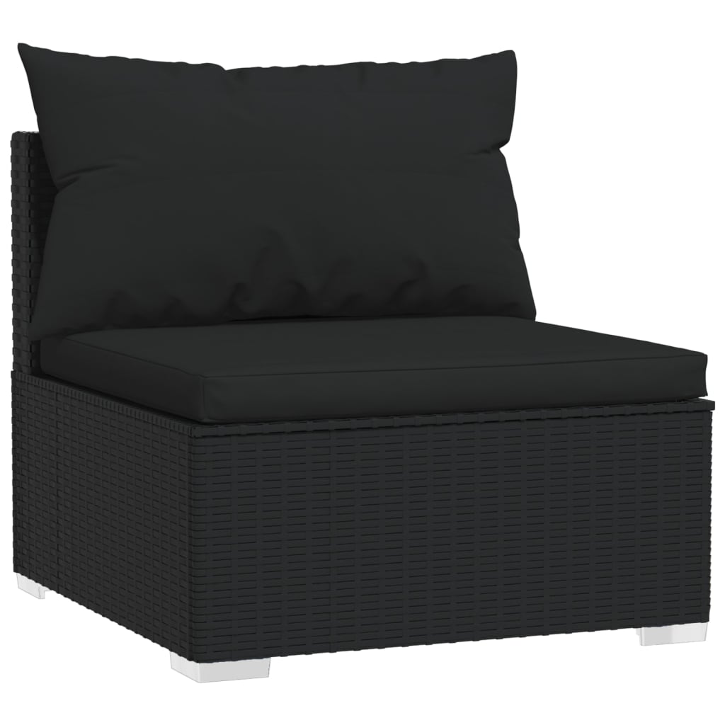 12 Piece Garden Lounge Set with Cushions Black Poly Rattan