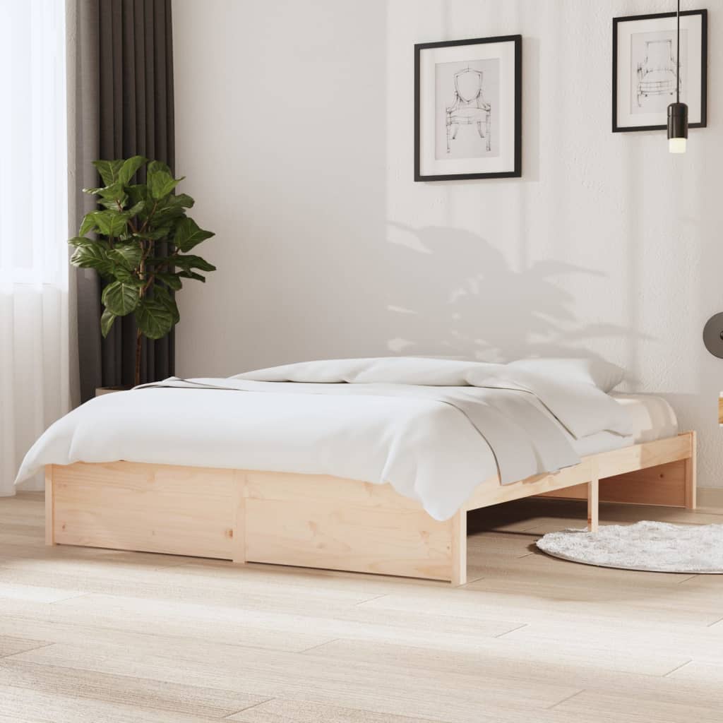 Bed Frame without Mattress Solid Wood 135x190 cm