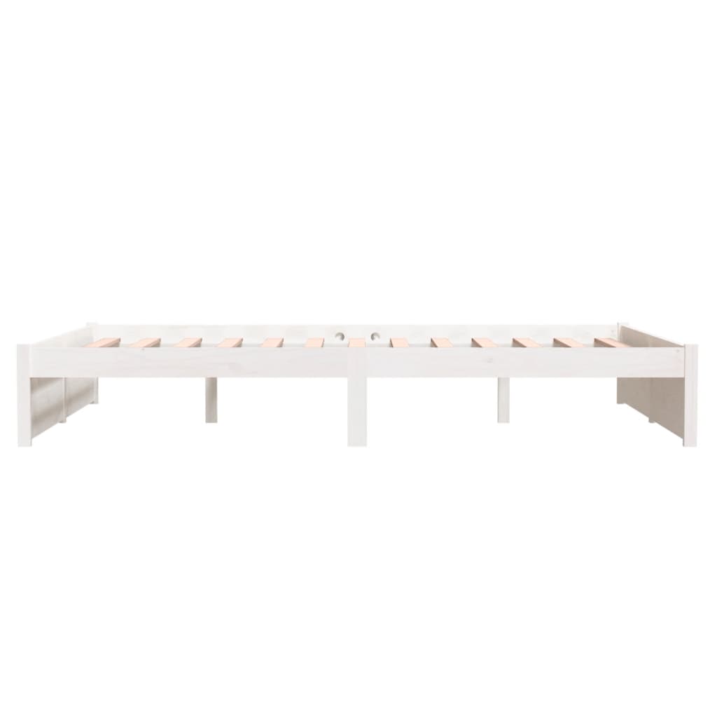 Bed Frame without Mattress White Solid Wood 135x190 cm