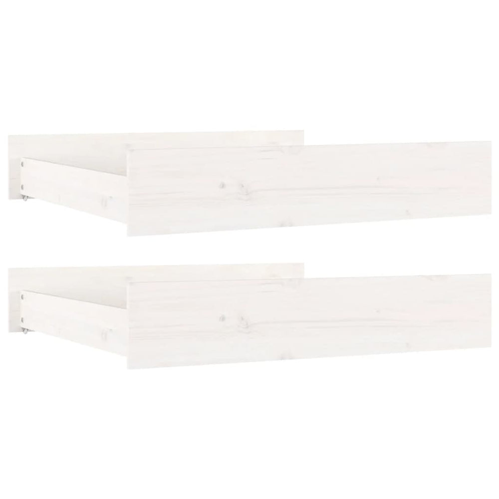 Bed Drawers 2 pcs White Solid Wood Pine